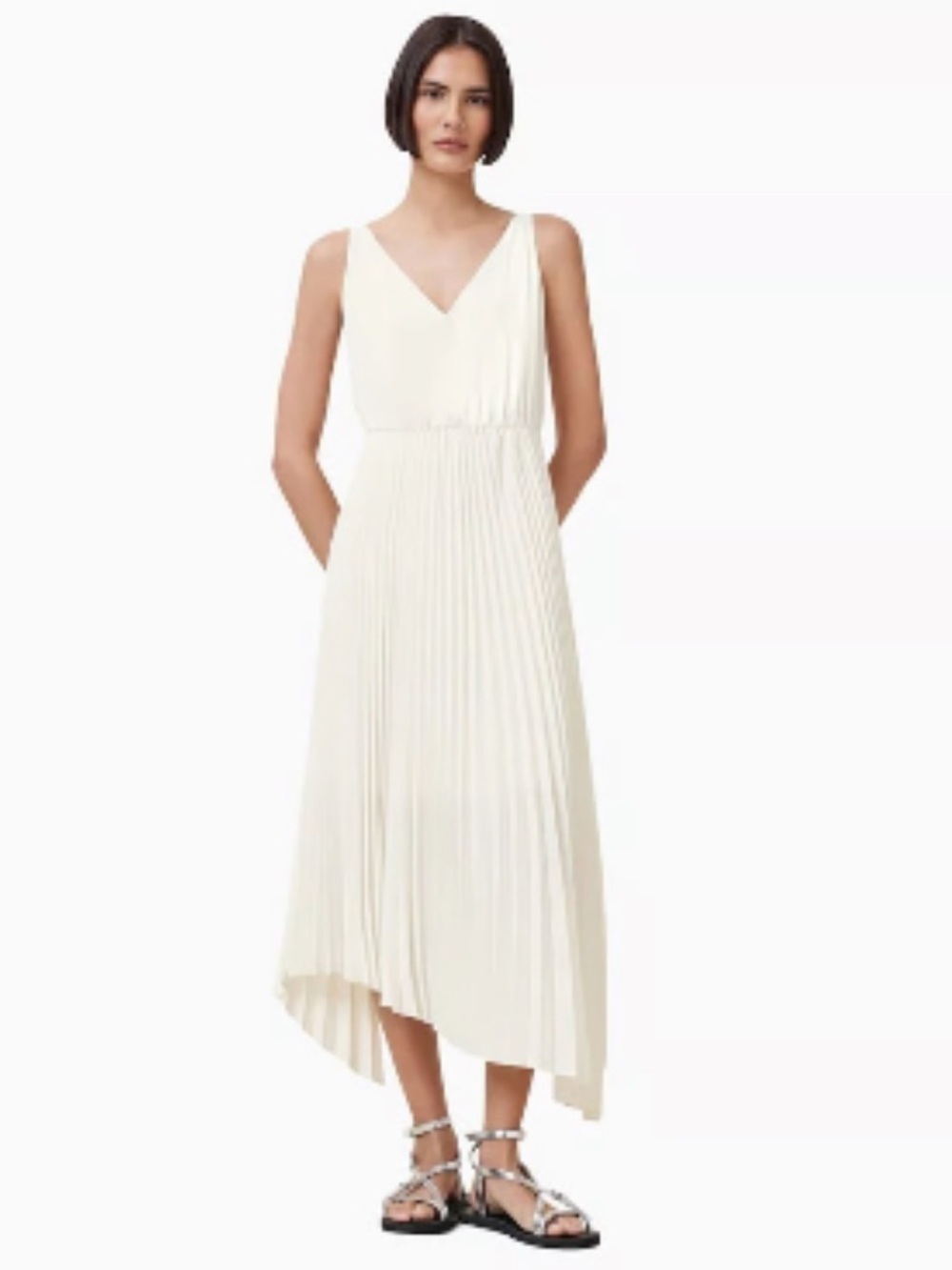 AllSaints Cream Leia Harley Sleeveless Midi Dress sz large